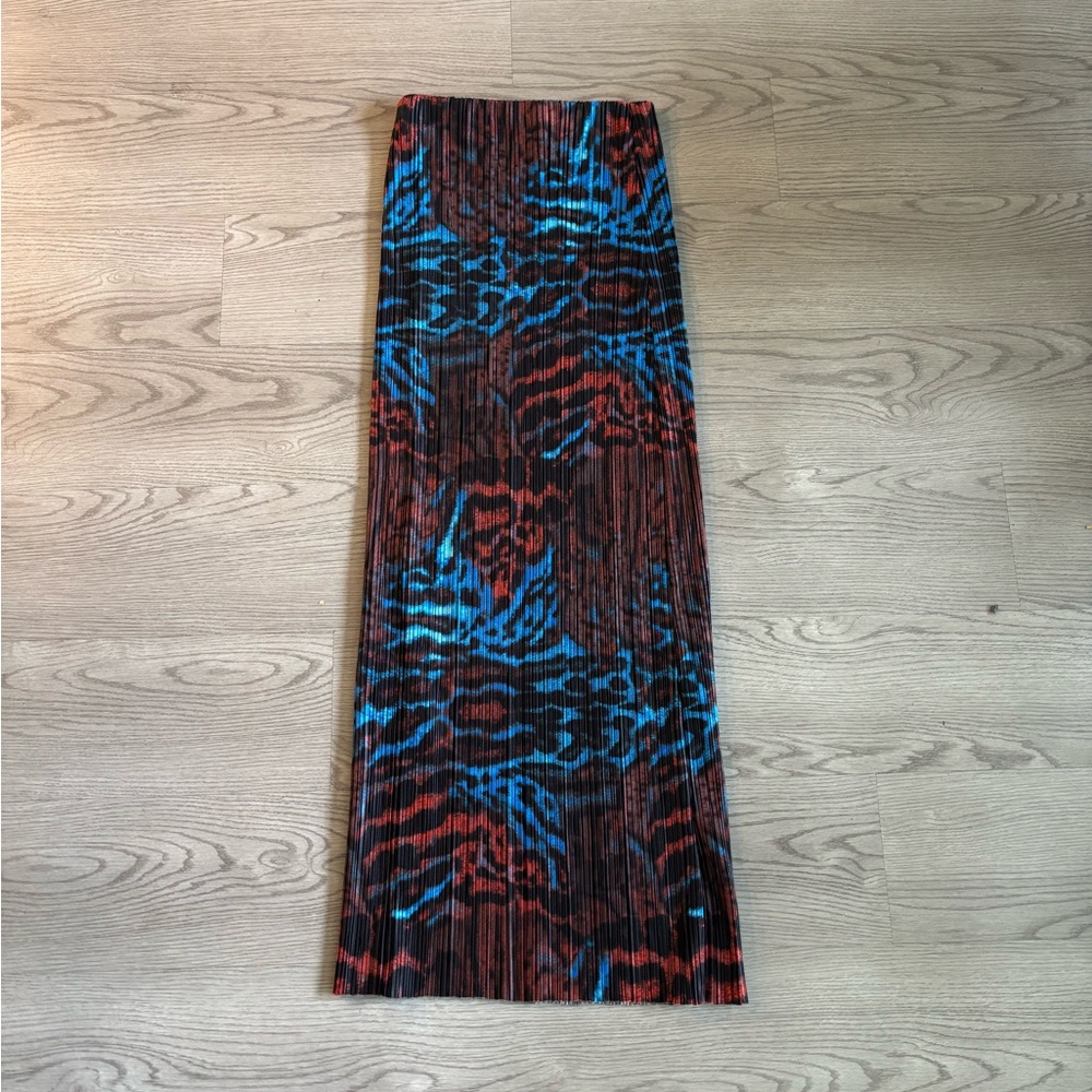 PrettyLittleThing Brown and Blue Maxi Pencil Skirt